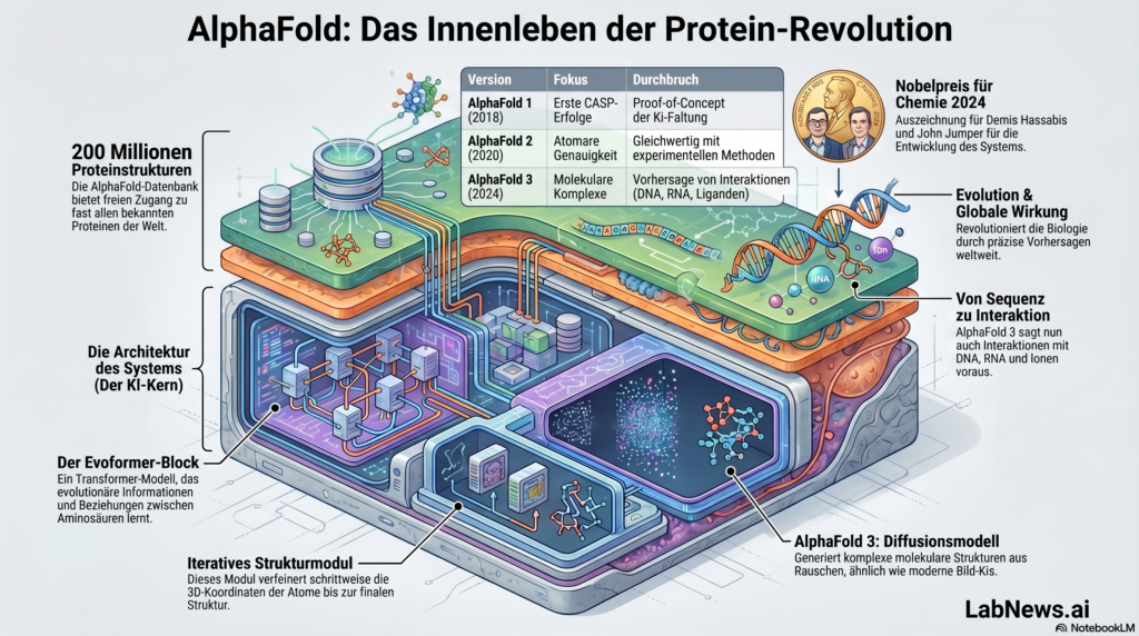 AlphaFold leicht erklärt. Credits: LabNews.ai by LabNews Media LLC